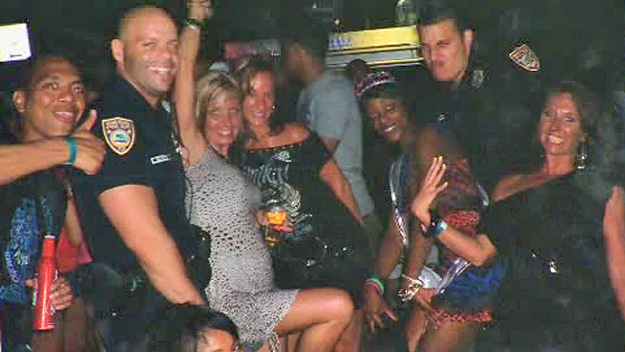 Derick Kuilan (upper right) in picture with bachelorette party at the Clevelander in 2011. (Source: CBS4)