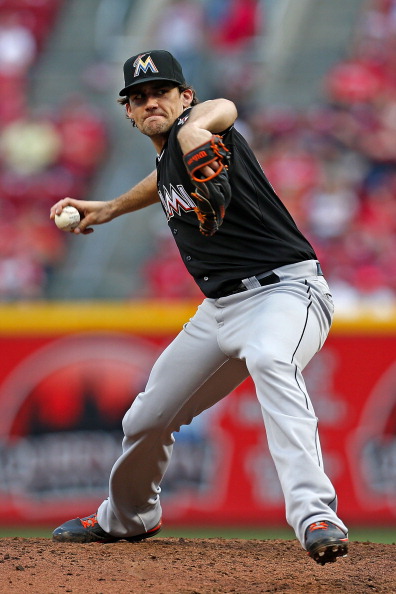 CINCINNATI, OH - AUGUST 8:  Nathan Eovaldi #24 of the Miami Marlins throws a pitch during the bottom of the third inning against the Cincinnati Reds at Great American Ball Park on August 8, 2014 in Cincinnati, Ohio. (Photo by Kirk Irwin/Getty Images)