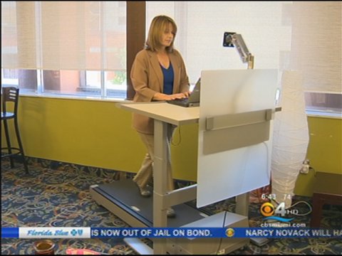 Employees Can Work And Workout On Workstation Treadmill Cbs Miami