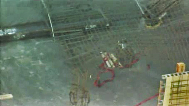 The wall of rebar that fell and injured a construction worker in Miami on October 31, 2014. (Source: CBS4)