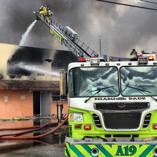 Miami-Dade Fire crews battle a blaze at a warehouse on March 5, 2015. (Source: Miami-Dade Fire Rescue)
