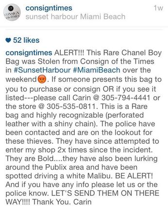 Consign of the Times owner Carin Kirby took to social media to oust the thieves.  (Source: Consign of the Times / Instagram)