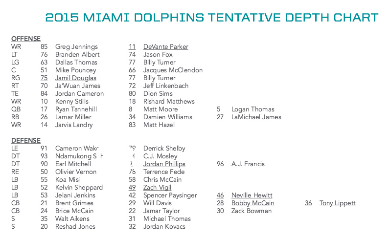 Miami Dolphins Depth Chart 2015