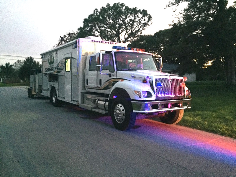 This is the St. Lucie County Sheriff’s Office bomb truck used after bomb materials were reportedly in the home. (Source: CBS12) 