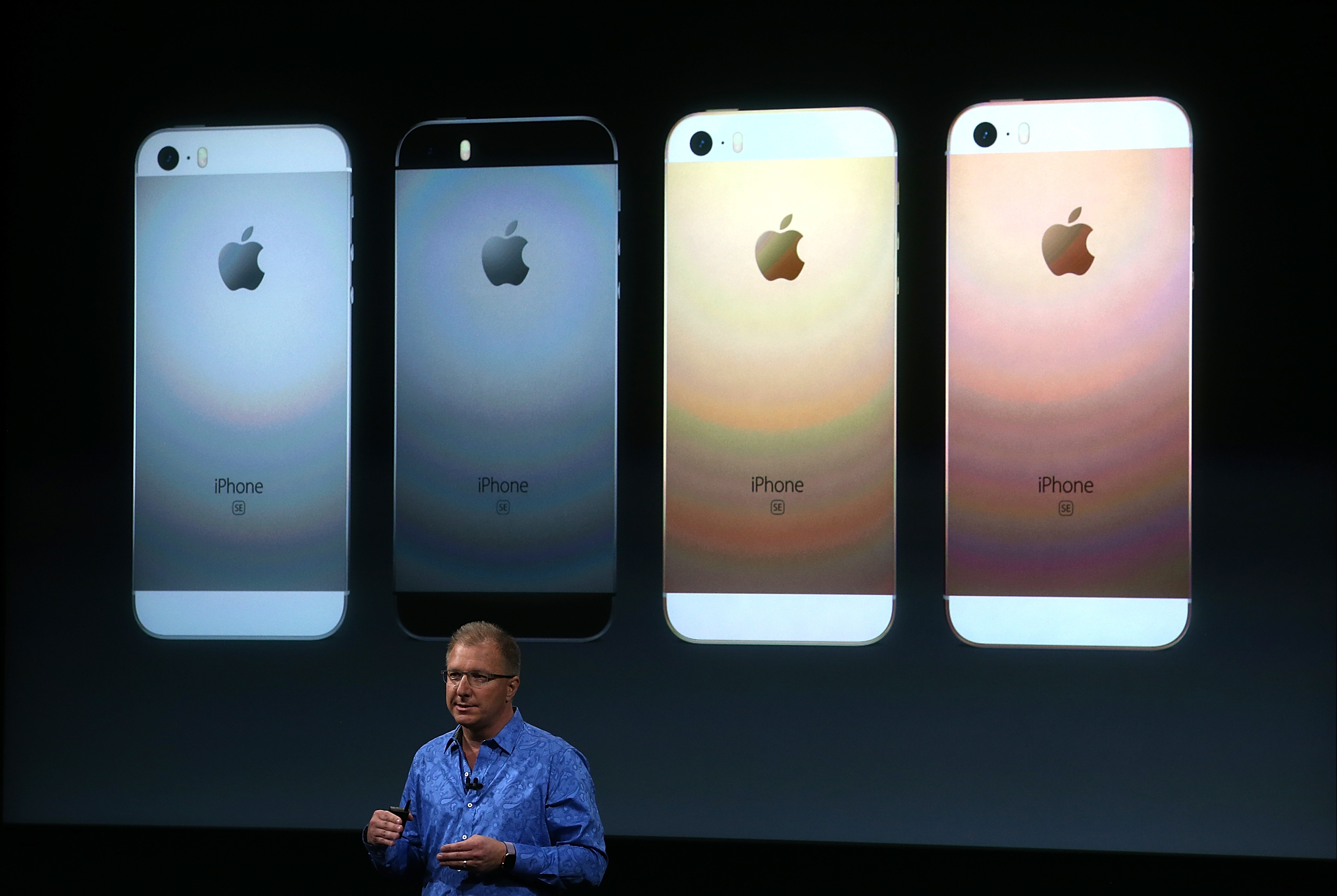 CUPERTINO, CA - MARCH 21:  Apple VP Greg Joswiak announces the new iPhone SE during an Apple special event at the Apple headquarters on March 21, 2016 in Cupertino, California. The company is expected to update its iPhone and iPad lines, and introduce new bands for the Apple Watch.  (Photo by Justin Sullivan/Getty Images)