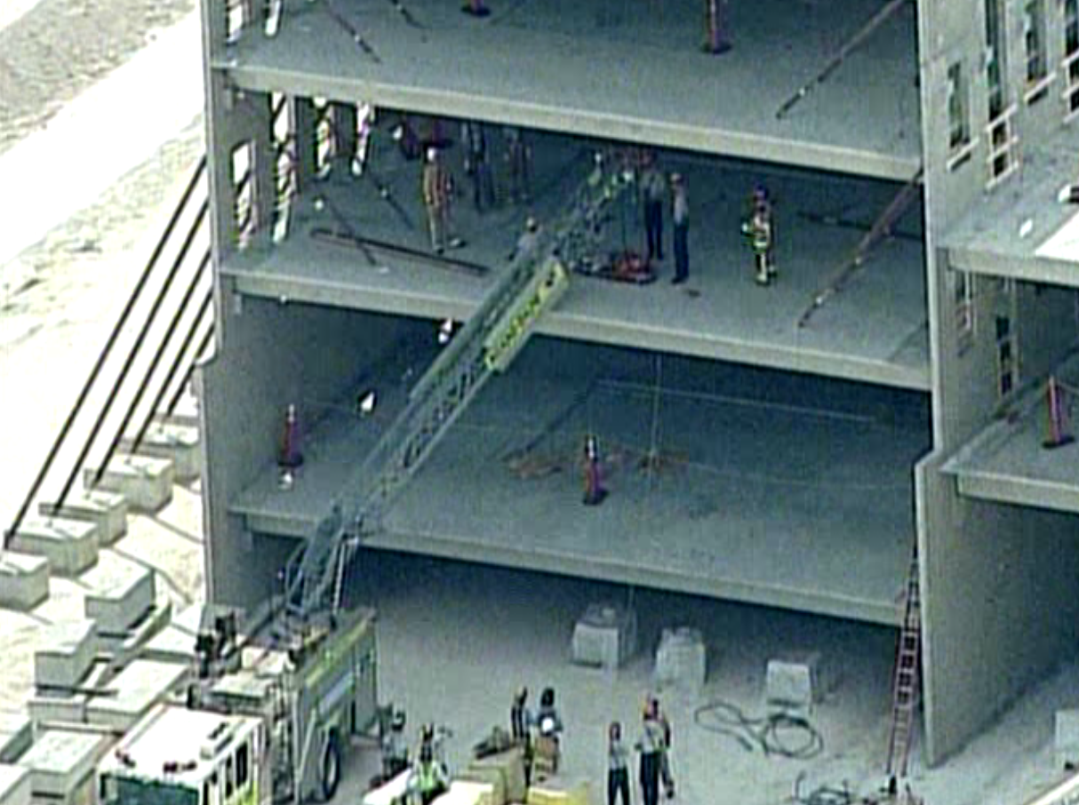 Police said a beam that was being installed fell off and injured a construction worker at the college's West campus around 2:30 p.m. (Source: CBS4) 