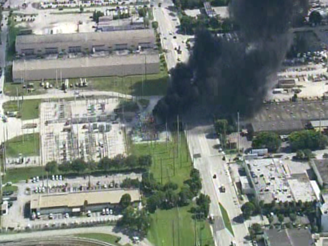 Black smoke billowed out of a West-Miami Dade Florida Power & Light plant on Tuesday afternoon. (Source: CBS4) 
