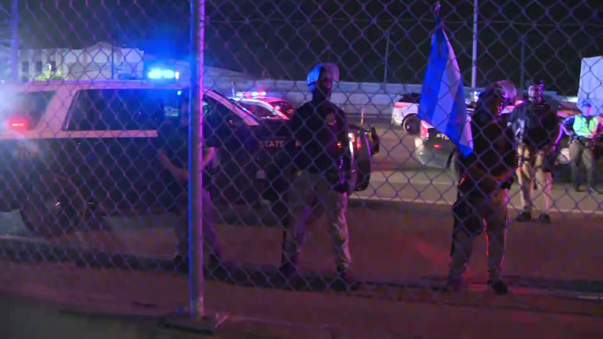 Large Police Presence Prevents Demonstrators From Getting Onto The Palmetto In NW Miami
