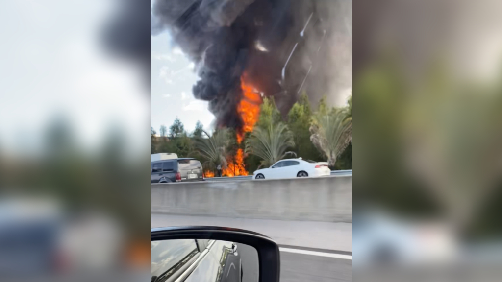 FHP Confirms Fatality After Tanker Truck That Drove Off Highway In Davie Catches Fire - CBS Miami