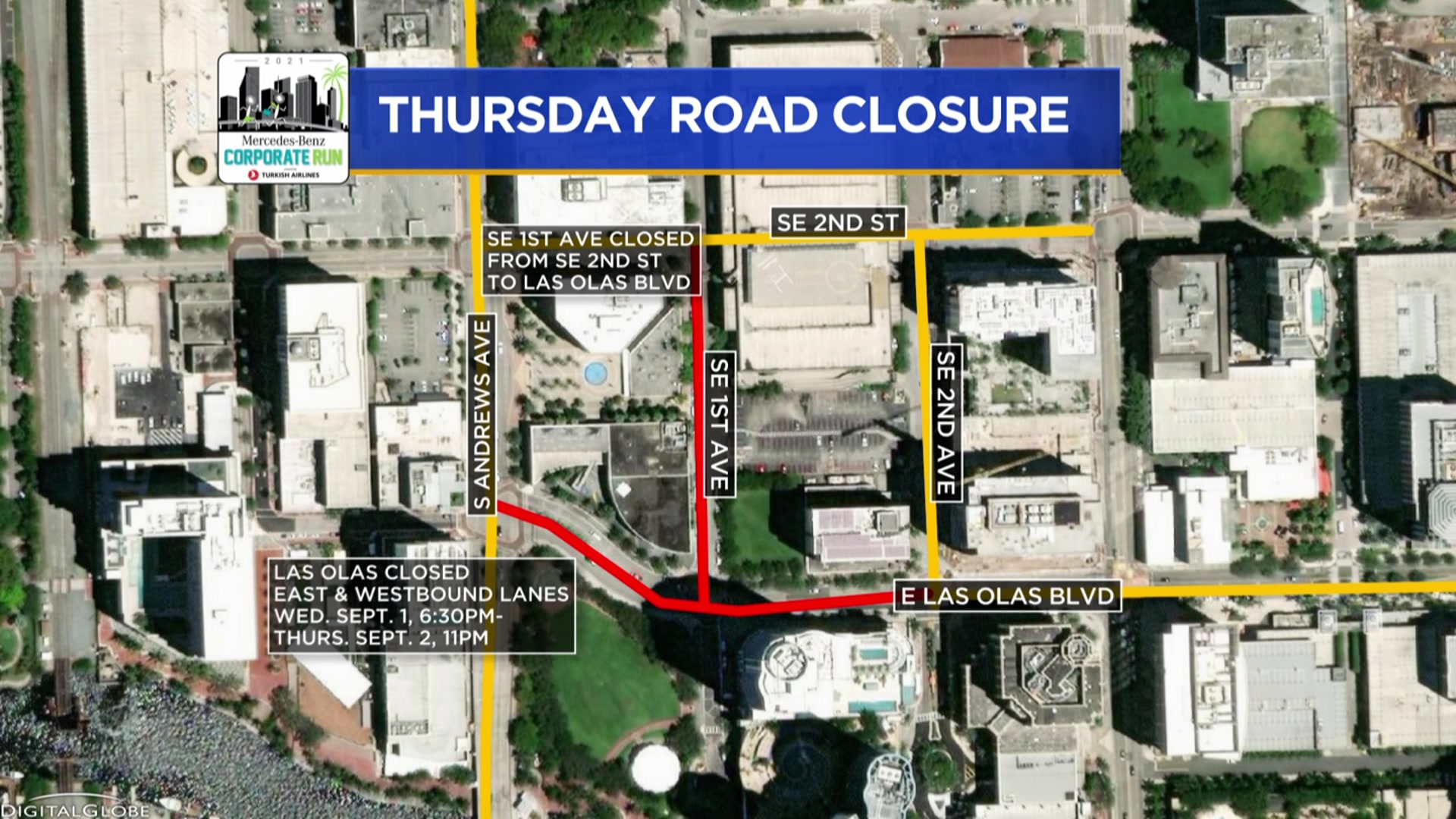 Street Closures For Mercedes-Benz Corporate Run In Fort Lauderdale