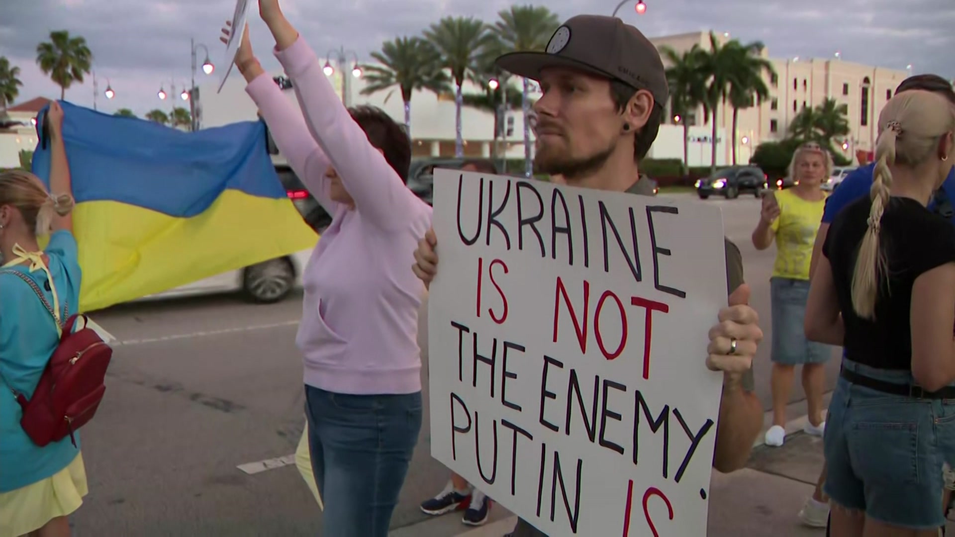 Hundreds Gather Outside Hallandale Beach City Hall To Stand With Ukraine
