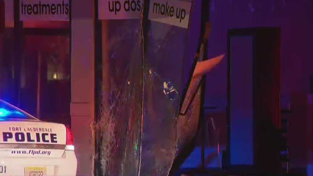 Car Crashes Through Glass Storefront Of Fort Lauderale’s Swank Blow Dry Bar